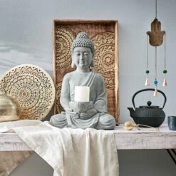 BUDDHA Statue Mit Kerzenteller Höhe 46cm -Butlers 10215752 6