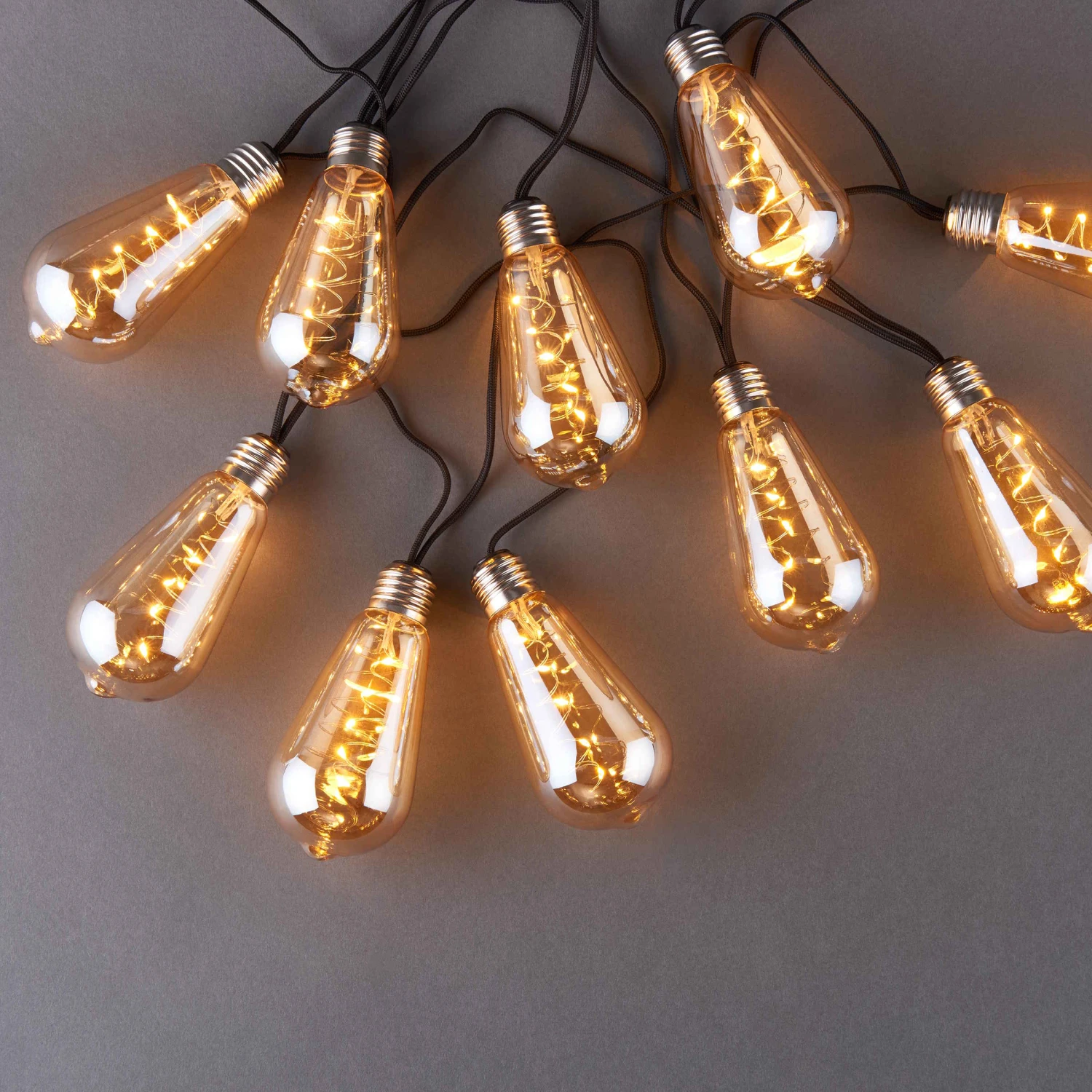 BULB LIGHTS LED Lichterkette Mit Naturseil 10 Lichter Und Stecker 3 BULB LIGHTS LED Lichterkette Mit Naturseil 10 Lichter Und Stecker