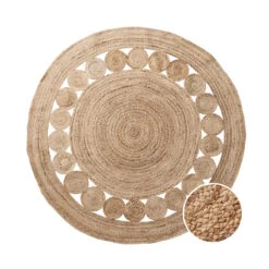 Butlers 35 ALL NATURE Hanf-Teppich Mit Lochmuster Ø150cm