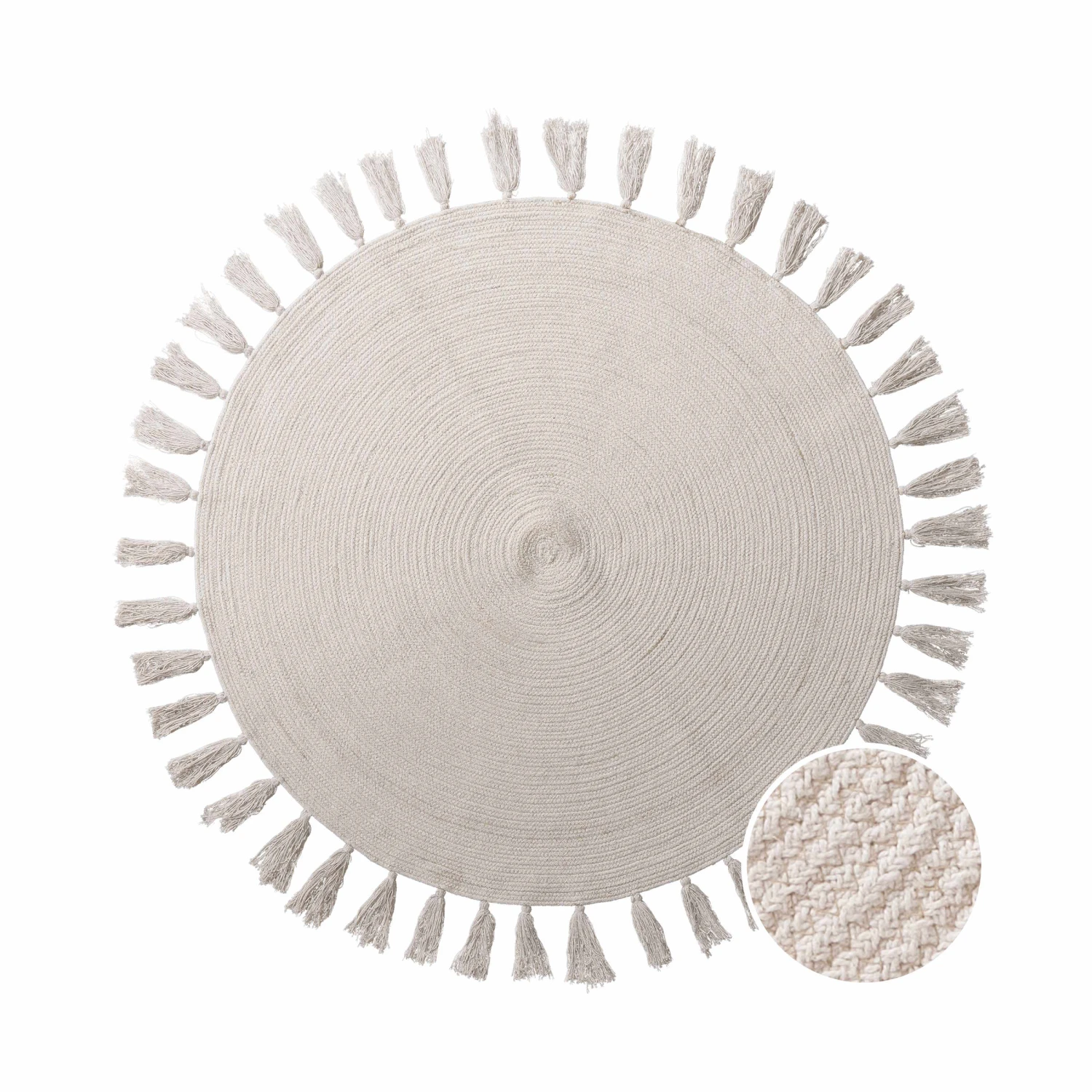 ALL NATURE Teppich Mit Quasten Ø110cm 3 ALL NATURE Teppich Mit Quasten Ø110cm