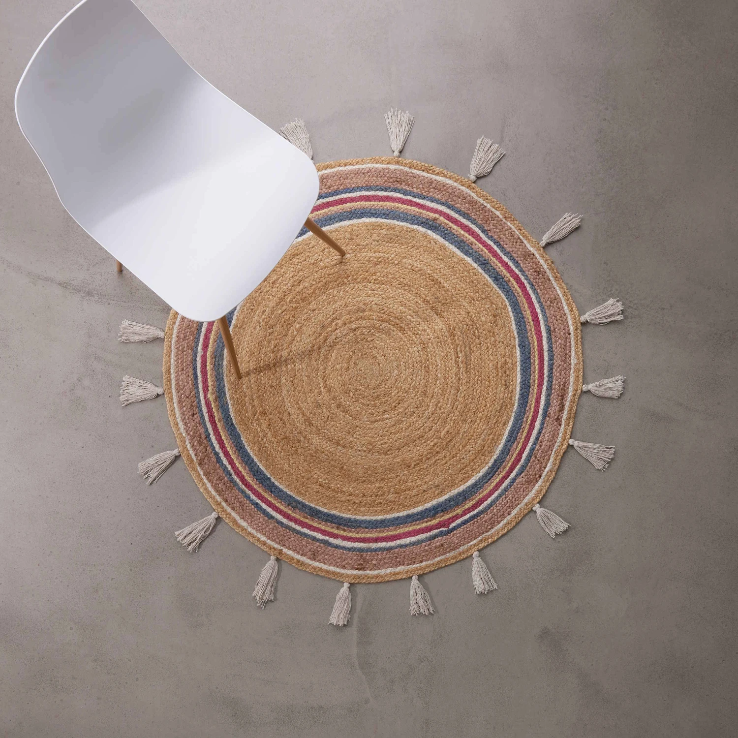 ALL NATURE Teppich Rainbow Mit Quasten Ø110cm 4 ALL NATURE Teppich Rainbow Mit Quasten Ø110cm – Bild 2
