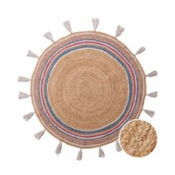 ALL NATURE Teppich Rainbow Mit Quasten Ø110cm