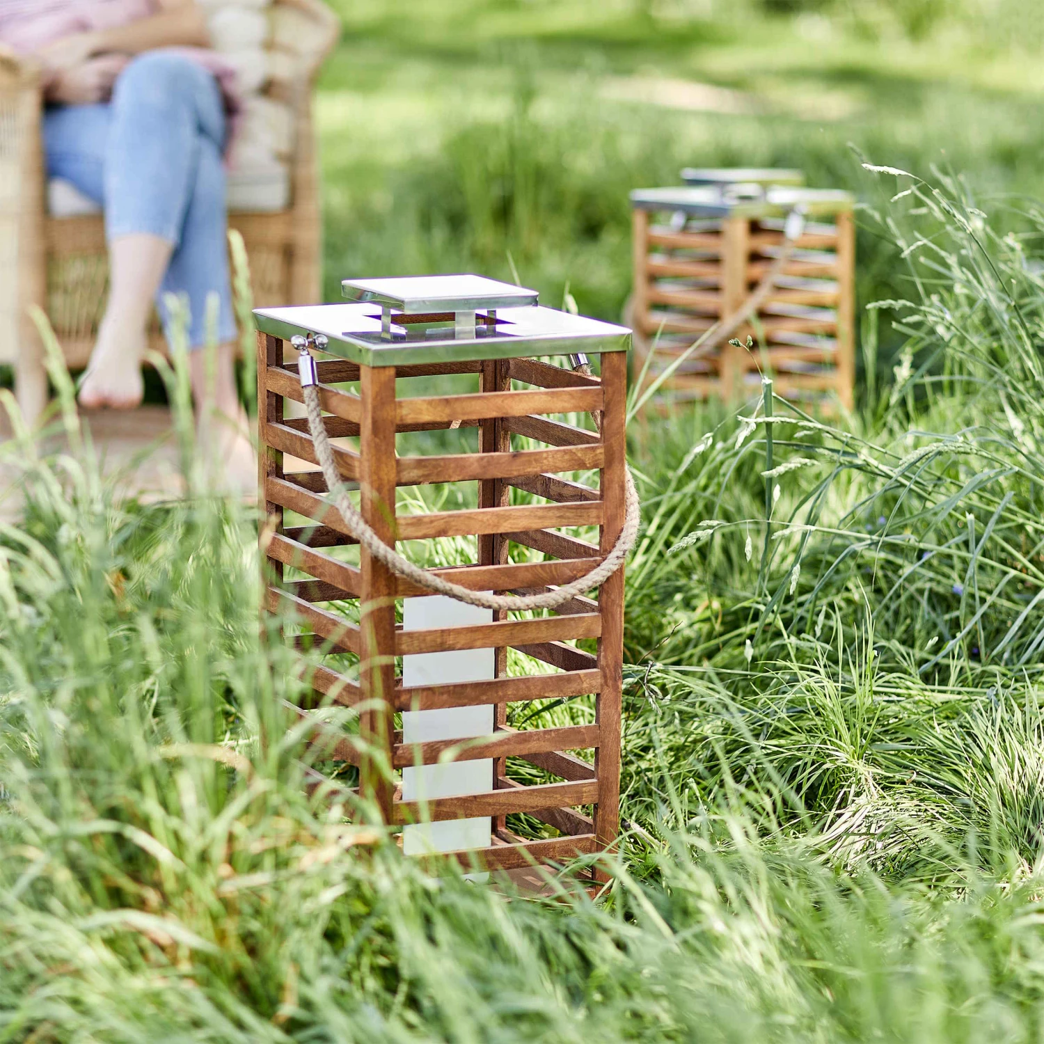 SHORE Laterne Mangoholz Höhe 54cm 4 SHORE Laterne Mangoholz Höhe 54cm – Bild 2