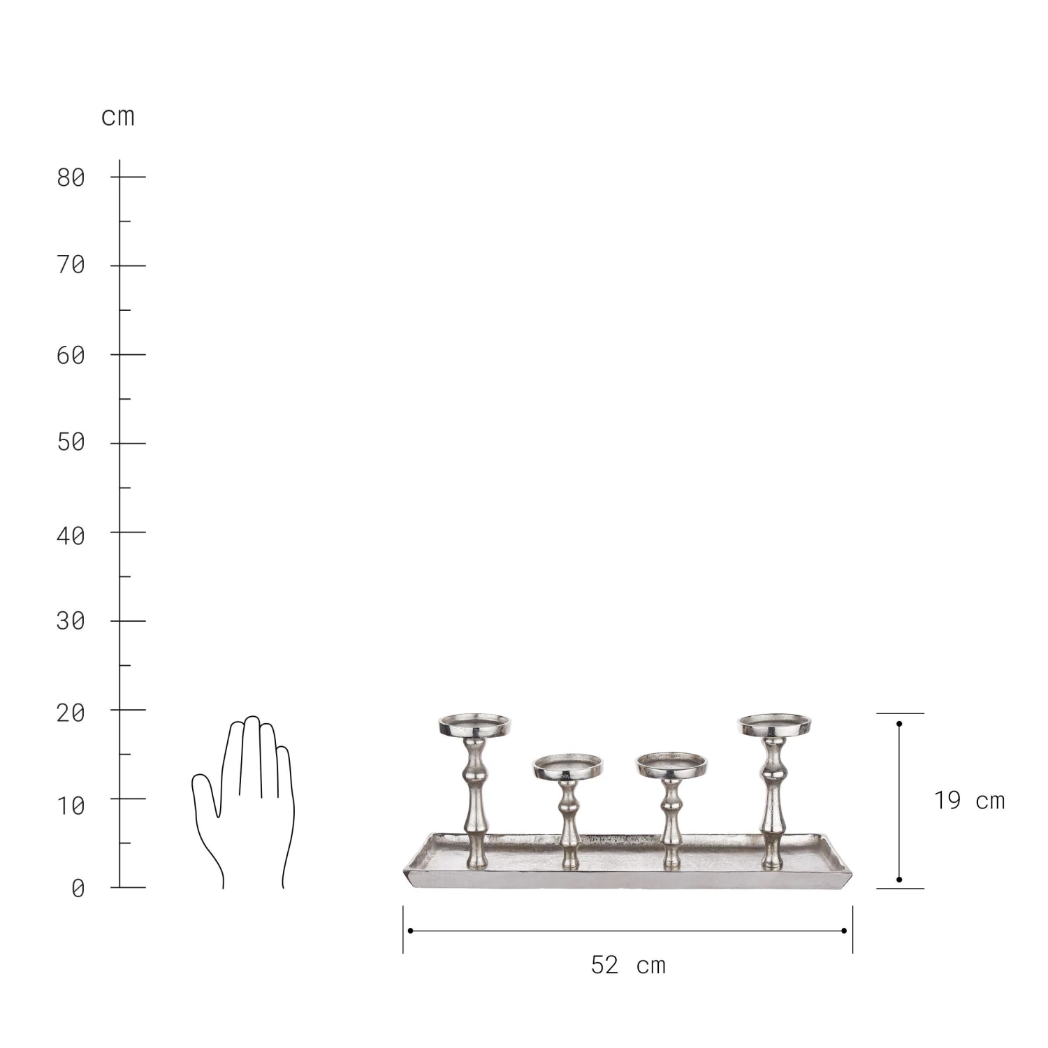 BANQUET Tablett Mit 4 Kerzenhaltern L 52 X B 15cm 5 BANQUET Tablett Mit 4 Kerzenhaltern L 52 X B 15cm – Bild 3
