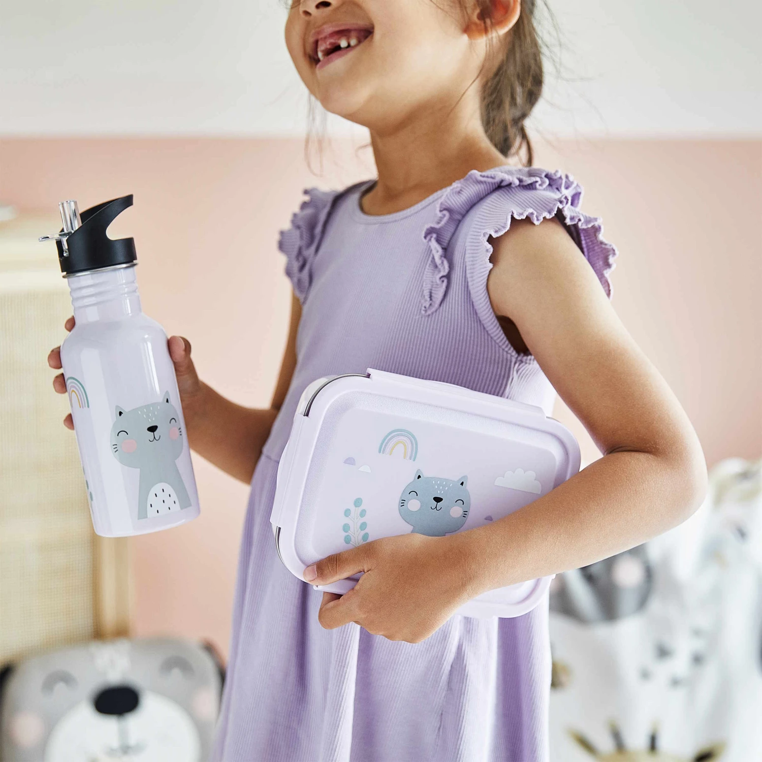 TINY TOWN Trinkflasche Kinder Katze 580ml 4 TINY TOWN Trinkflasche Kinder Katze 580ml – Bild 2