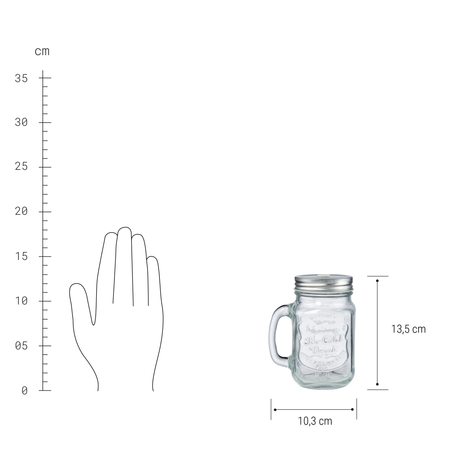 REFRESH 6x Trinkgläser Mason Mit Deckel 450ml 5 REFRESH 6x Trinkgläser Mason Mit Deckel 450ml – Bild 3