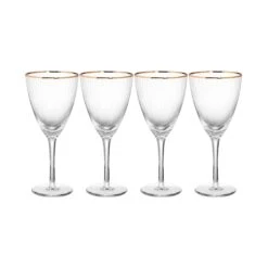 GOLDEN TWENTIES 4x Weingläser Mit Goldrand Und Rillen 280ml
