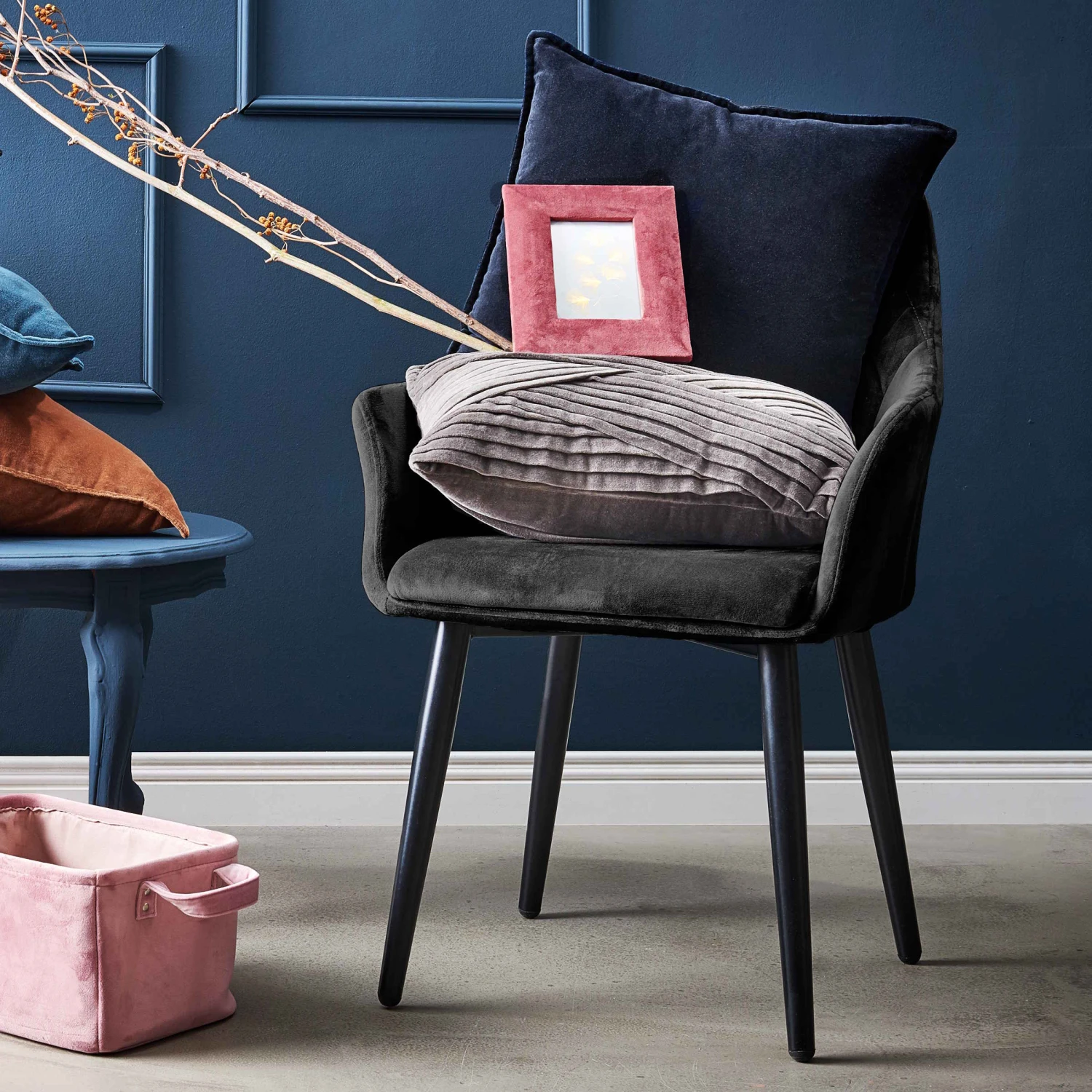 VELVET Stuhl Samt 2er-Set Grau 6 VELVET Stuhl Samt 2er-Set Grau – Bild 4