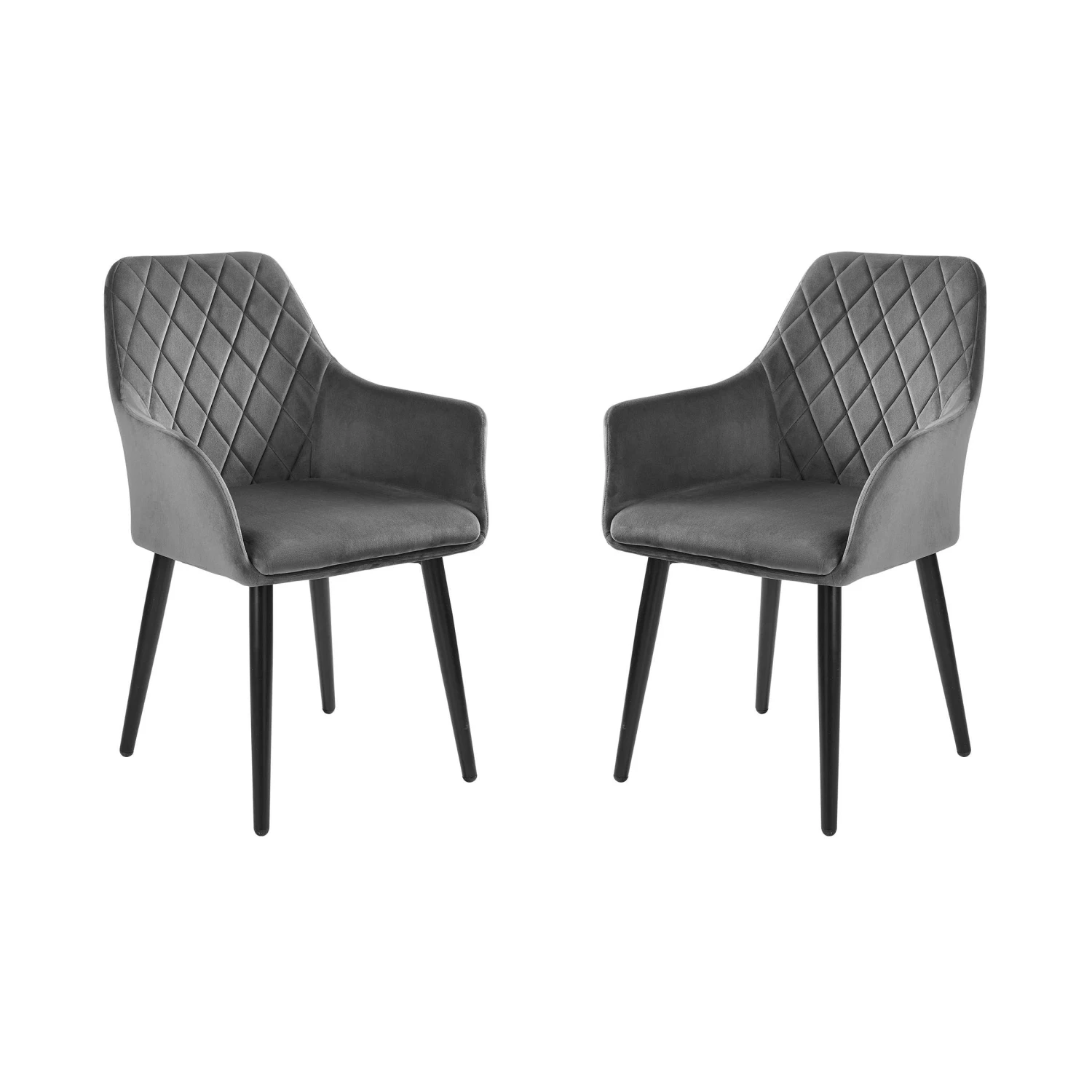 VELVET Stuhl Samt 2er-Set Grau 3 VELVET Stuhl Samt 2er-Set Grau