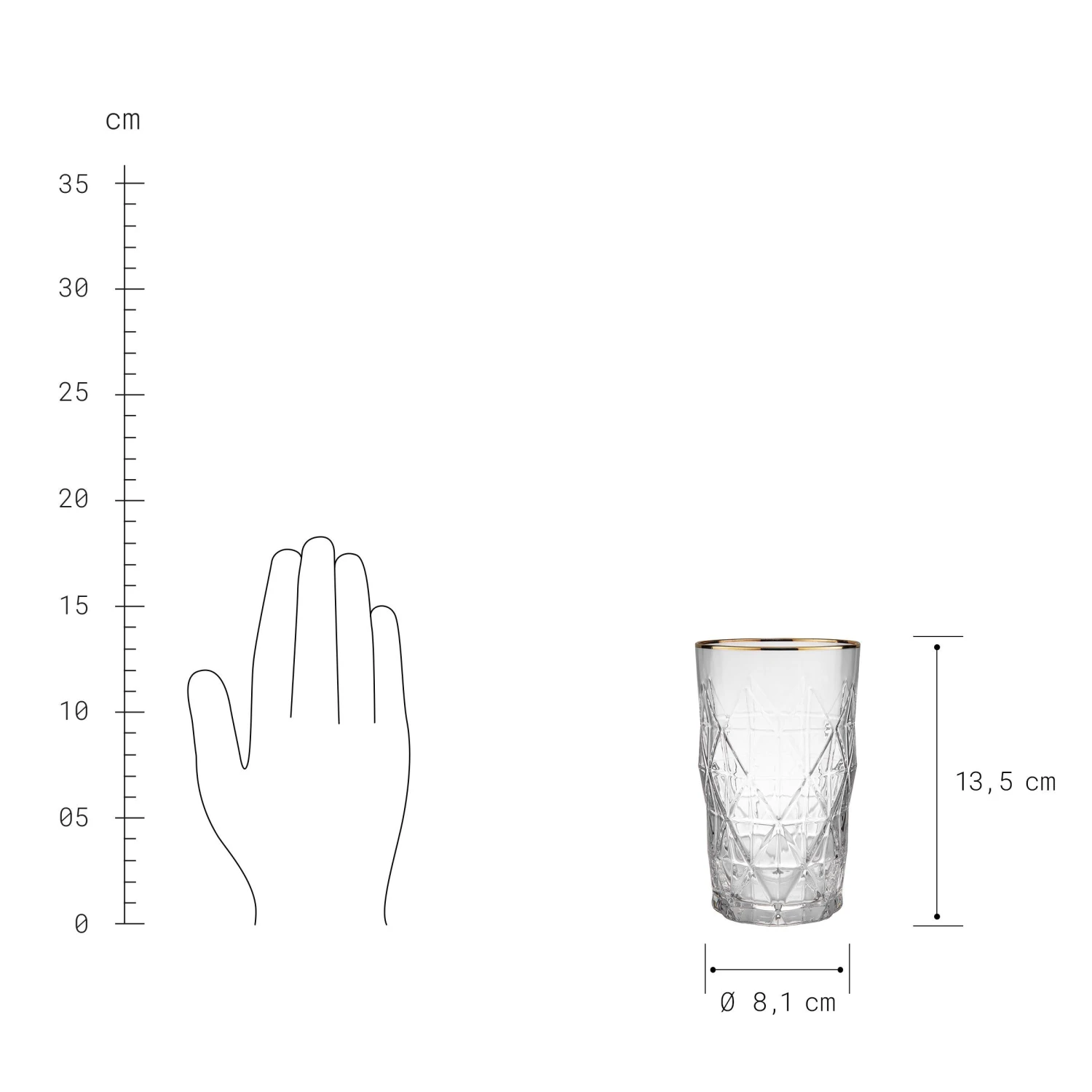 UPSCALE 6x Longdrinkgläser Mit Goldrand 460ml 6 UPSCALE 6x Longdrinkgläser Mit Goldrand 460ml – Bild 4