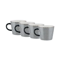 ORNAMENTS 4x Tasse Mit Goldrand 350ml